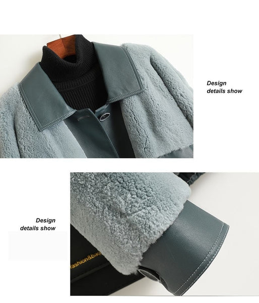 Women's Winter Fashion Rex Rabbit Fur Sheep Skin Leather Coats  -  GeraldBlack.com