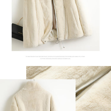 Women's Winter Fashion Rex Rabbit Fur Solid Color Warm Coats  -  GeraldBlack.com