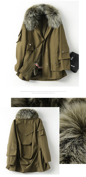 Women's Winter Fashion Rex Rabbit Liner Fur Raccoon Fur Hooded Coats  -  GeraldBlack.com