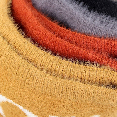 Women's Winter Faux Fur Wool Letter Knitted Sun Visor Baseball Cap  -  GeraldBlack.com