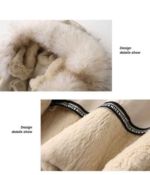 Women's Winter Fur Raccoon Collar Rabbit Liner Fur Warm Coats  -  GeraldBlack.com