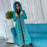 Women's Winter Green Fox Fur Hooded Knitted Long Sleeve Cardigans  -  GeraldBlack.com