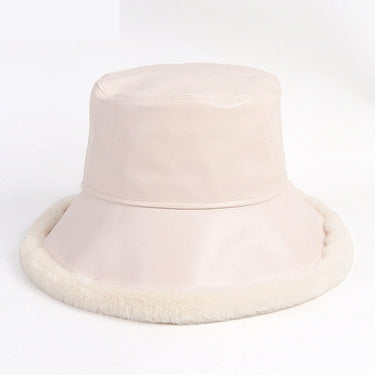 Women's Winter Harajuku Fishing Synthetic Leather Faux Fur Bucket Hat  -  GeraldBlack.com