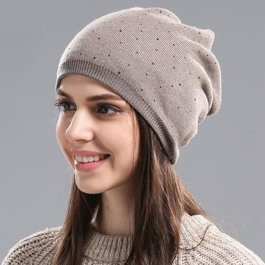 Women's Winter Hat Knitted Wool Beanie Casual Outdoor Mask Ski Cap - SolaceConnect.com