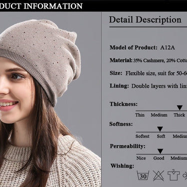 Women's Winter Hat Knitted Wool Beanie Casual Outdoor Mask Ski Cap  -  GeraldBlack.com