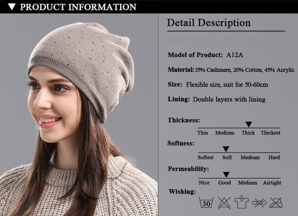 Women's Winter Hat Knitted Wool Beanie Casual Outdoor Mask Ski Cap  -  GeraldBlack.com