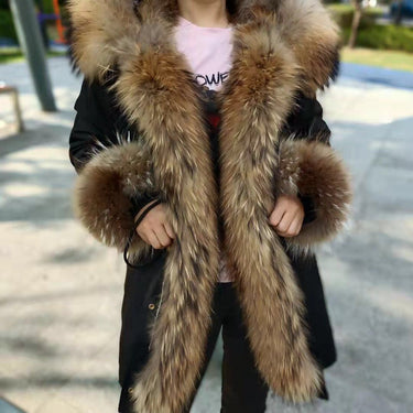 Women's Winter Jacket with Long Sleeves and Removable Real Fox Fur Lining  -  GeraldBlack.com