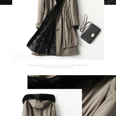 Women's Winter Korean Fashion Hooded Slim Mid-length Mink Coats  -  GeraldBlack.com