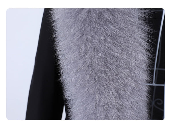 Women's Winter Long Hooded Removable Real Fox Fur Collar Jacket  -  GeraldBlack.com