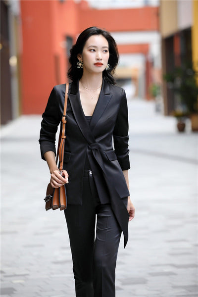 Women's Winter Long Sleeve OL Style Business Professional Pantsuit  -  GeraldBlack.com
