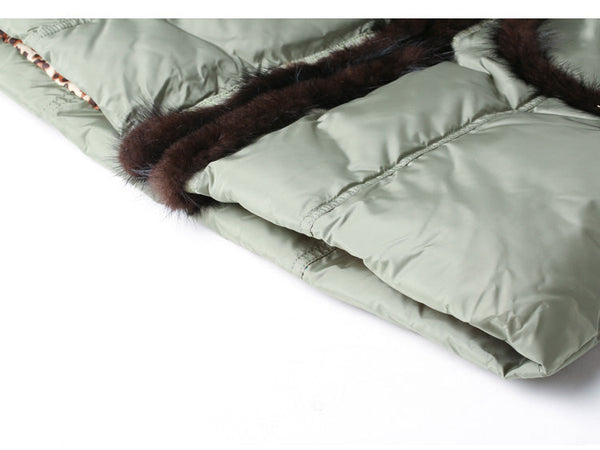 Women's Winter Luxury Mink Fox Big Fur Collar Slim Medium Thick Down Coats  -  GeraldBlack.com