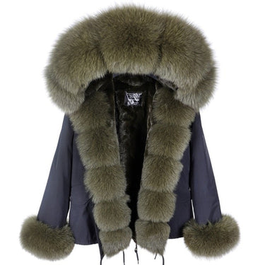 Women's Winter Natural Raccoon Fur Hooded Zipper Slim Short Coats & Jackets  -  GeraldBlack.com