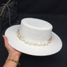 Women's Winter Retro Fashion White Wide Brim Fedora Hat with Pearl Decor  -  GeraldBlack.com