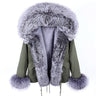 Women's Winter Solid Color Full Sleeves Parkas with Natural Racoon Fur Trim  -  GeraldBlack.com