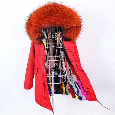 Women's Winter Style Big Fur Collared Jacket with Removable Rabbit Fur Lining  -  GeraldBlack.com