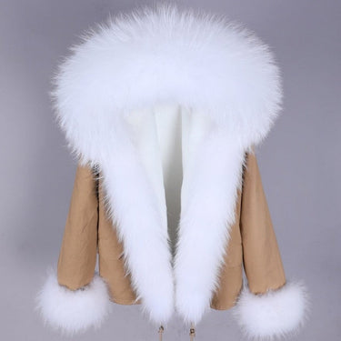 Women's Winter Style Contrasting Natural Racoon Fur Sleeves and Collar Parkas  -  GeraldBlack.com