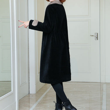Women's Winter Style Mink Fur Turn Down Collar Long Coat Jacket  -  GeraldBlack.com