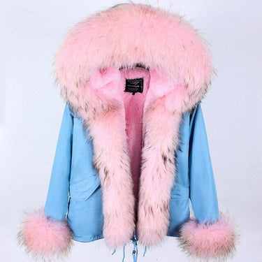Women's Winter Style Natural Racoon Fur Sleeves and Collar Parkas  -  GeraldBlack.com