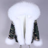 Women's Winter Style Natural Racoon Fur Sleeves and Collar Printed Parkas  -  GeraldBlack.com