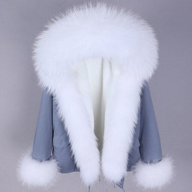 Women's Winter Style Natural Racoon Fur Sleeves and Collar Thick Warm Parkas  -  GeraldBlack.com