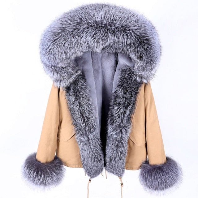 Women's Winter Style Thick Jacket with Long Sleeves and Racoon Fur Collar  -  GeraldBlack.com