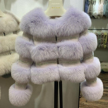 Women Fur Coat Winter Thick Warm Luxury Fox Fur Coats With Crystal Fluffy Natural Fur Jackets S7846 - SolaceConnect.com