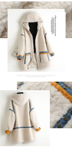 Women's Winter Warm 100% Wool Fur Zipper Hooded Long Slim Coats  -  GeraldBlack.com