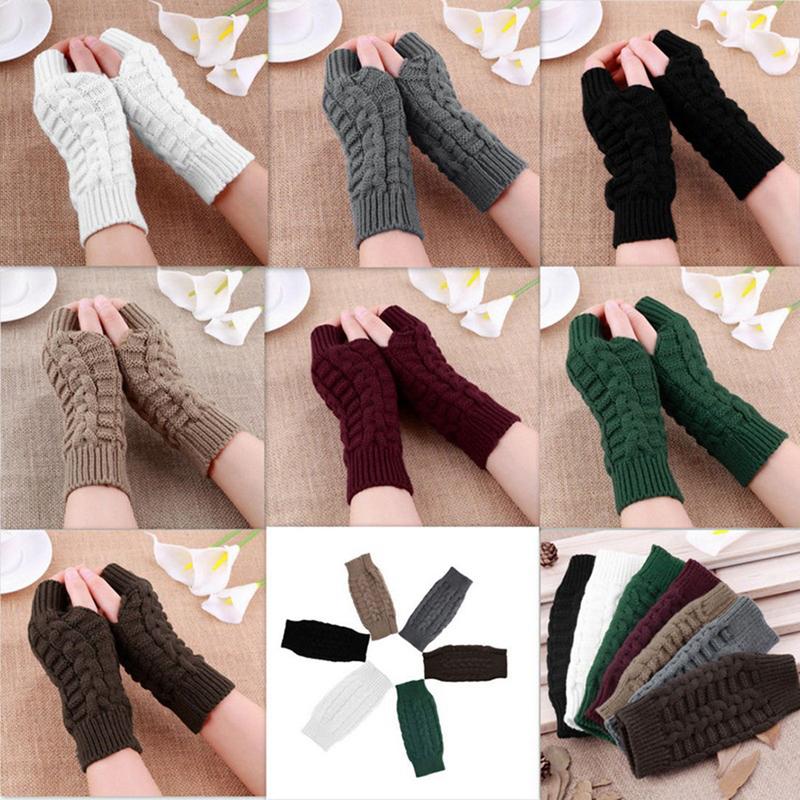 Women's Winter Warm Embroidered Knitted Long Hand Fingerless Gloves  -  GeraldBlack.com