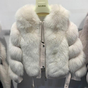Women's Winter Warm Fashion Fur Jackets Lady Real Fox Fur Jackets Sheepskin Leather Jackets S7886 - SolaceConnect.com