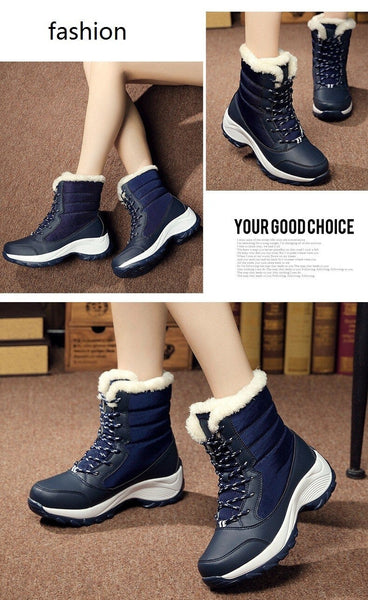 Women's Winter Warm Waterproof Ankle Boots with Thick Bottom Platform  -  GeraldBlack.com