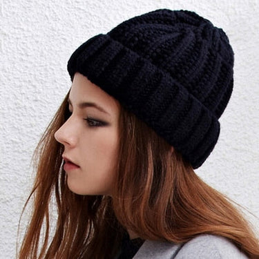 Women's Winter Warm Wool Knitted Hat Thickened Beanies Black Grey Color Pointy Hat  -  GeraldBlack.com