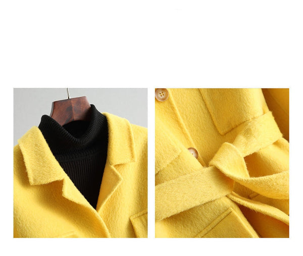 Women's Winter Wool Double Face Cashmere Mid-length Trench Coats  -  GeraldBlack.com