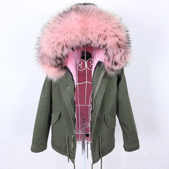 Women's XL Winter Fashion Long Sleeved Jacket with Natural Raccoon Fur Collar on Clearance  -  GeraldBlack.com