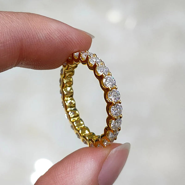 Women's Yellow Gold 0.1ct 3mm Round Shape Full Of Stone Engagement Rings  -  GeraldBlack.com