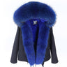 Women's Zipper Closed Natural Raccoon Fur Collared Thick Short Winter Jacket  -  GeraldBlack.com