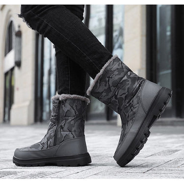 Women Snow Boots Winter Plush Camouflage Flat Mid-Calf Warm With Fur Comfortable Waterproof Shoes Plus Size 46  -  GeraldBlack.com
