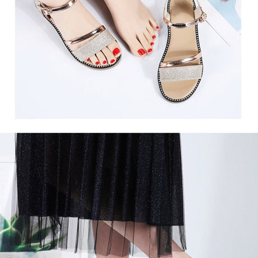 Women Summer Bright Glitter Flats Shinny Silver Fashion Open Sandals  -  GeraldBlack.com