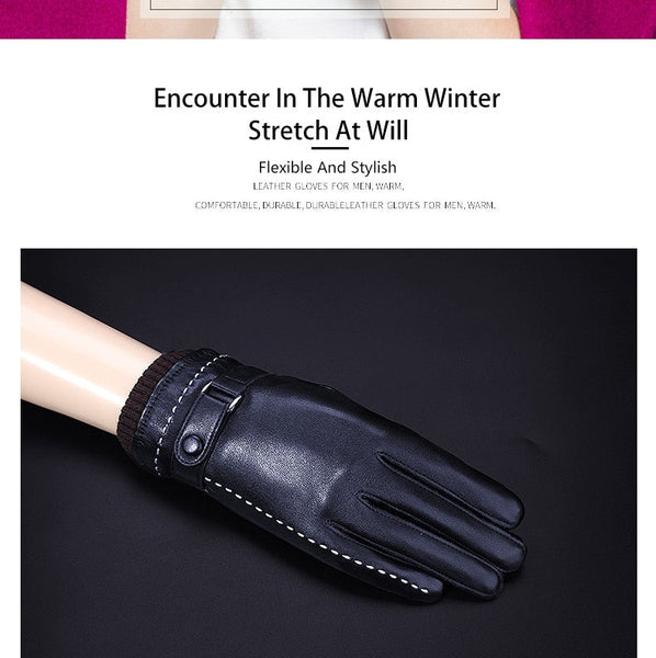 Women Winter Warm Driving Business Touch Screen Gloves Black Faux Leather Waterproof windproof Glove  -  GeraldBlack.com