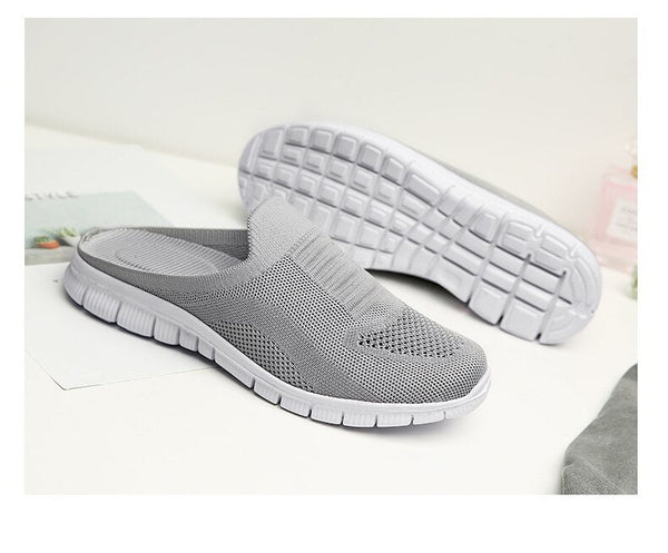 Womens Flats Slides Casual Breathable Mesh Soft Walking Outdoor Slipper Lazy Shoes Plus Size  -  GeraldBlack.com