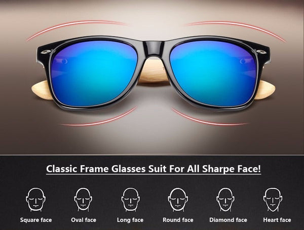 Wooden Frame Retro Bamboo Sunglasses for Men Women with Mirror Lens  -  GeraldBlack.com