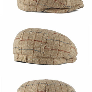 Wool Octagonal Hats Tweed Flat Cabbie Newsboy Caps Men Painters Hats Autumn Winter Beret British Style Herringbone Caps  -  GeraldBlack.com