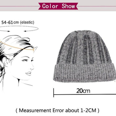 Woolen Winter Knitted Rabbit Fur Warm Bonnet Caps for Women - SolaceConnect.com
