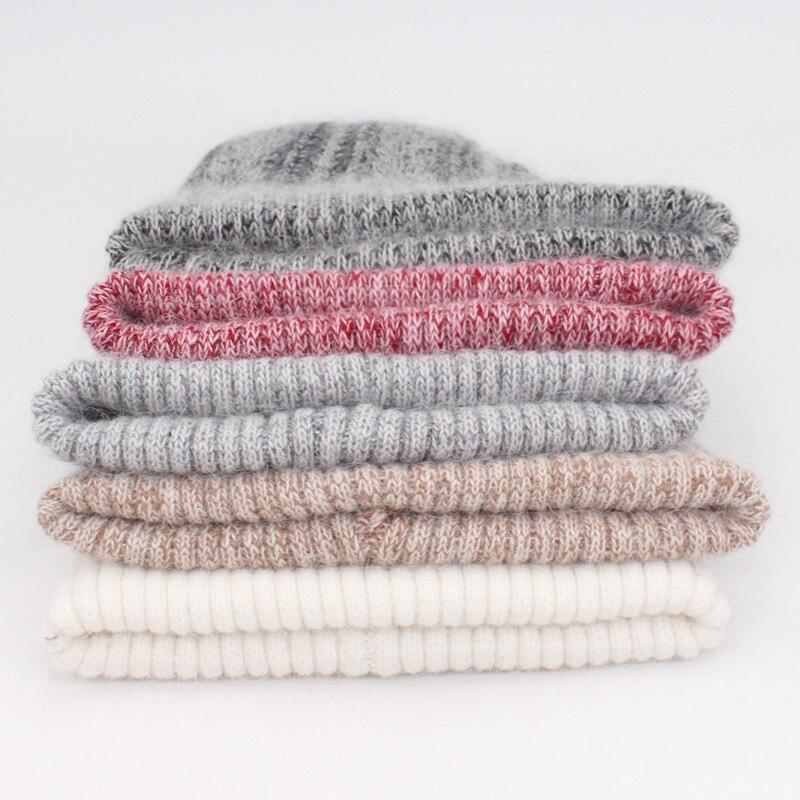 Woolen Winter Knitted Rabbit Fur Warm Bonnet Caps for Women  -  GeraldBlack.com