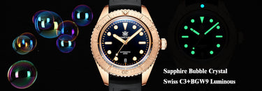 Wristwatch For Men SD1965S Bubble Sapphire Mirror 20Bar Waterproof Luminous Pearl Bronze Bezel NH35 Bronze Watch  -  GeraldBlack.com