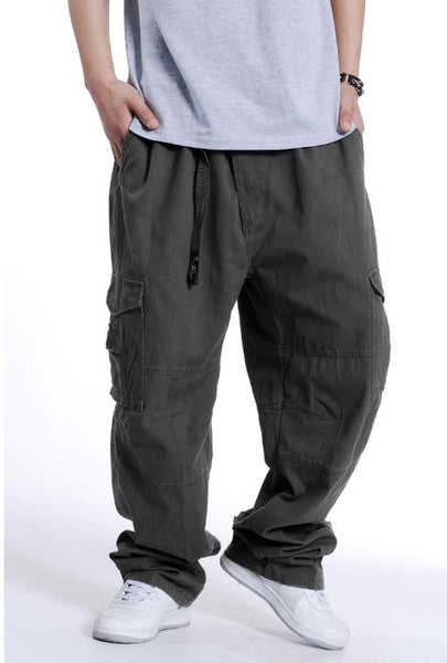 XL EXTRA LARGE Men Loose Overalls Plus Size Cargo Pants Fat trousers Causal Long Pants  -  GeraldBlack.com