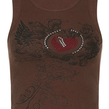 Y2k Printed Knitted Diamonds Kawaii Grunge Camisoles Fairycore Sleeveless Sweats Cute Mini Vest Retro  -  GeraldBlack.com