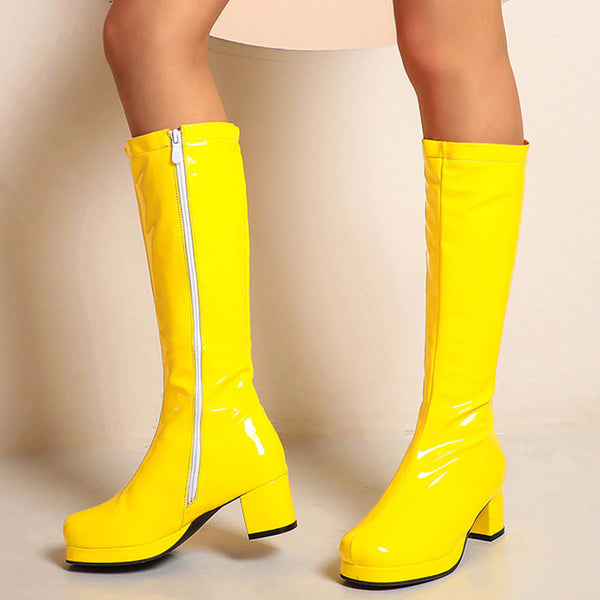 Yellow 1 Big Size 43 Women Colorful Platform Boots Sexy Designer High Heel Gothic Shoes  -  GeraldBlack.com