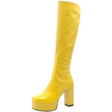 Yellow 2 Big Size 43 Women Colorful Platform Boots Sexy Designer High Heel Gothic Shoes  -  GeraldBlack.com
