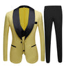 Yellow Black Blazer Vest Pants Groom Wedding Slim Fit Tuxedos For Men Groomsmen Suit Formal Party  -  GeraldBlack.com