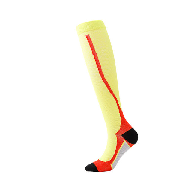 Yellow Red Compression Blood Circulation Promotion Slimming Socks for Men  -  GeraldBlack.com